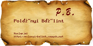 Polónyi Bálint névjegykártya